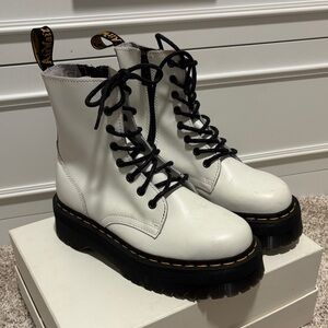 Dr. Martens White Combat Boots with Black Laces